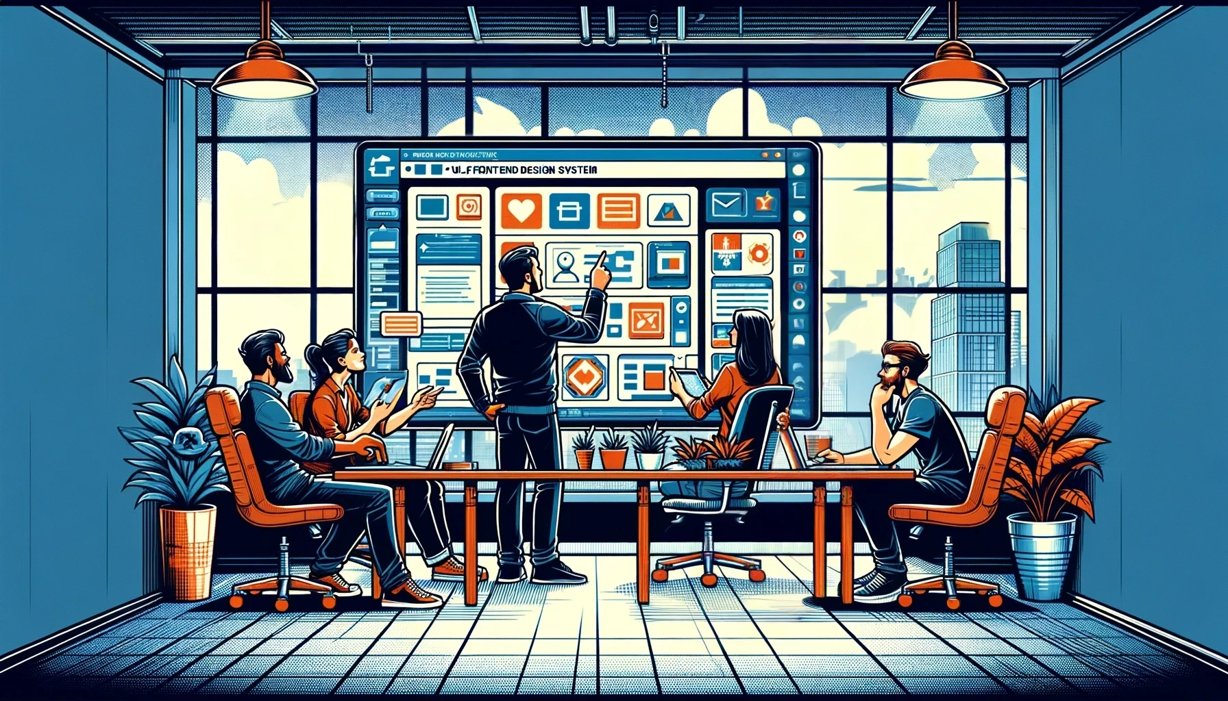 Team collaborating in a design studio