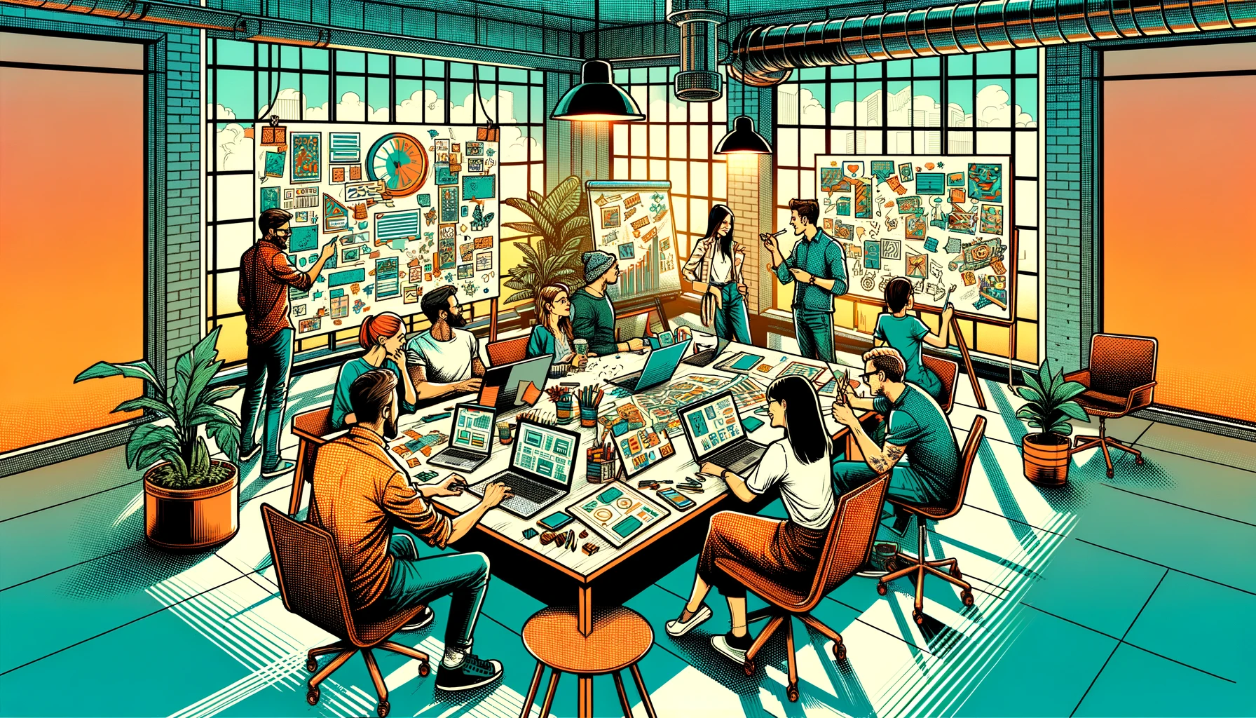 Team collaborating in a design studio